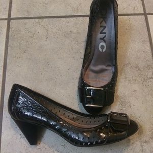 DKNYC BLACK HEELS with BUCKLE